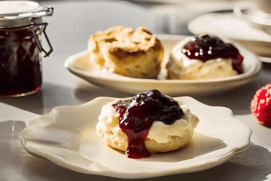 Traditionelle englische Gerinnselcreme für Scones und Tee