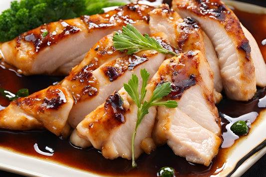 Saftige Hühnerbrust in einer Teriyaki -Marinade