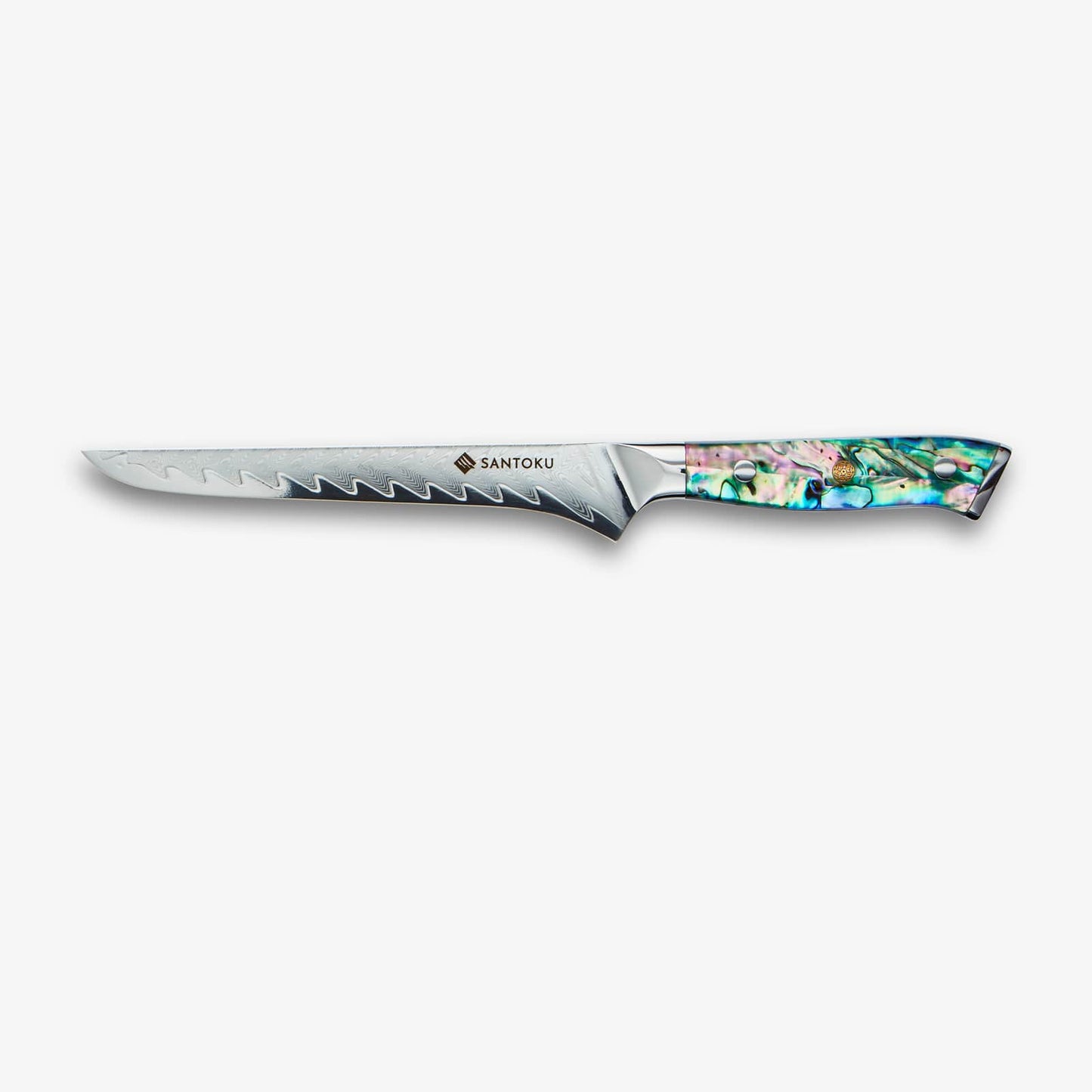 Chikashi (ちかし) Damaskus -Stahlmesser mit Abalone -Griff