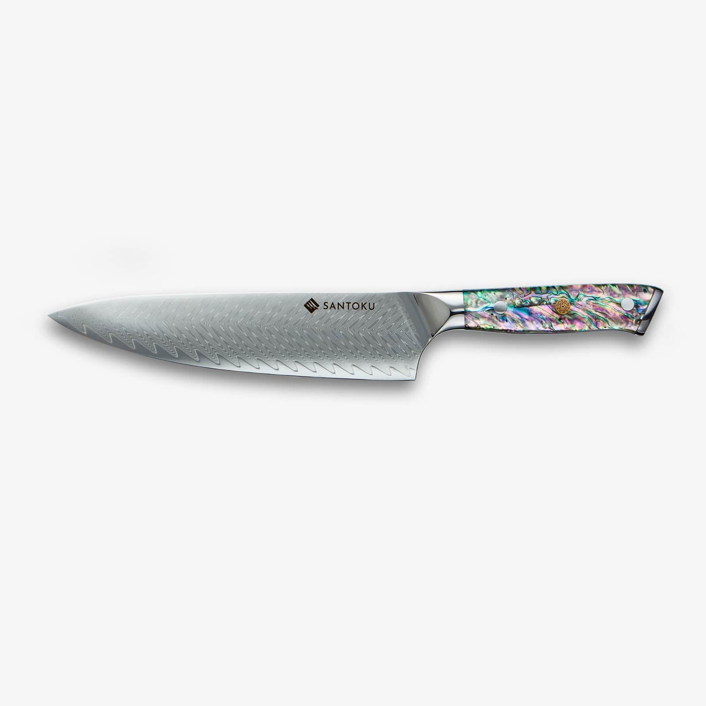 Chikashi (ちかし) Damaskus -Stahlmesser mit Abalone -Griff