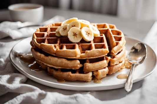 Flauschige Bananenwaffeln mit Ahornsirup