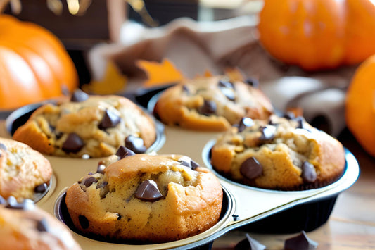 Kürbis -Schokoladen -Chip -Muffins