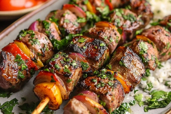 Juicy Mediterranean im Stil gegrillter Lammkebobs