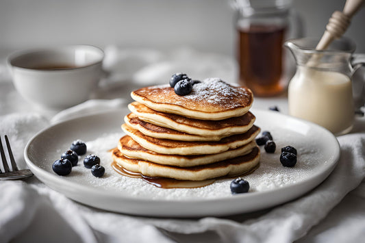 Flauschige Ricotta -Pfannkuchen mit frischen Beeren