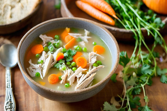 Hausgemachte Truthahnsuppe mit Gemüse