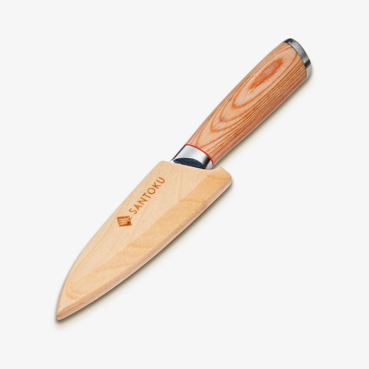 Haruta 4 Zoll VG10 Schälmesser aus japanischem Damaststahl mit Holzgriff und Scheide