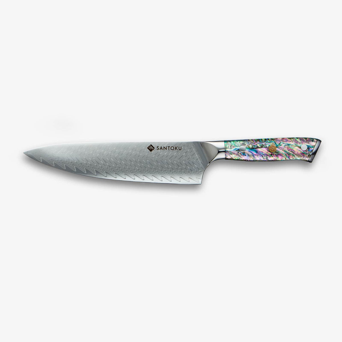 Ensemble de couteaux en acier Chikashi Damas avec manche en ormeau