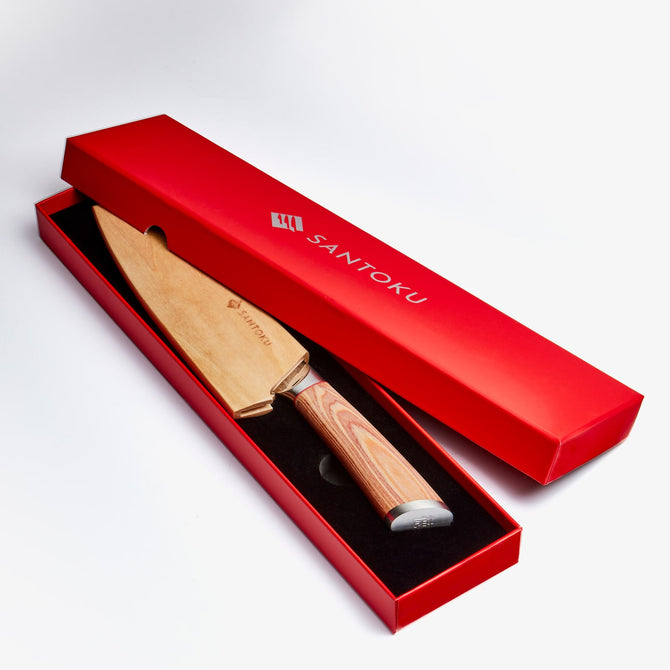 Haruta 7 Zoll VG10 japanisches Damaststahl-Santokumesser mit Holzgriff und Scheide